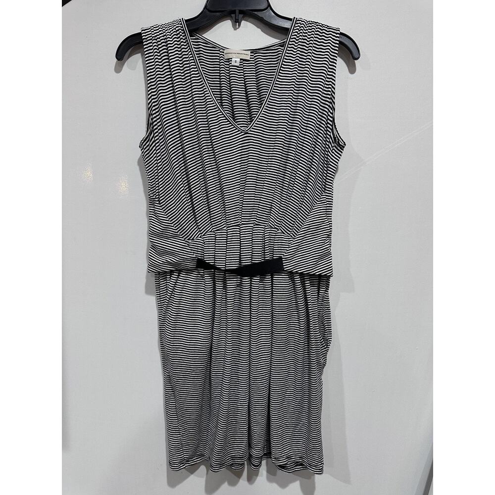 Brooklyn Industries Dress S Black Stripe Sleeveless Pockets Made in USA FLAW